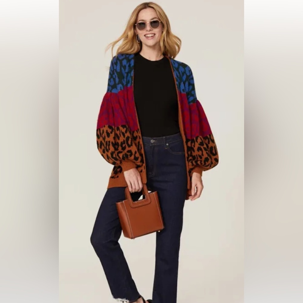 FARM Rio Animal Print Cardigan sz Small